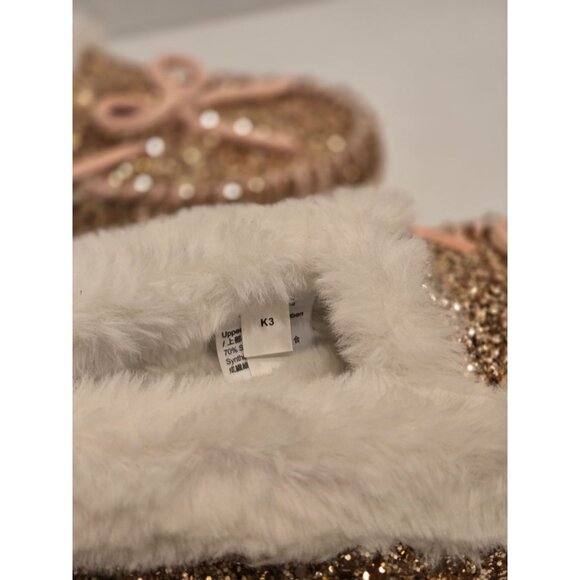 Crewcuts by J.Crew Kid's Gold and Pink Slippers w white Size K3 - Picture 8 of 8